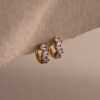 Staggered Baguette Birthstone Huggie Hoops - Gradwandrung